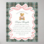 Poster Pink Coquette Bow Bear Plaid Diaper Thoughts (Devant)