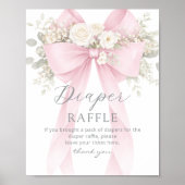 Poster Pink Coquette Bow Diaper raffle Baby shower (Devant)