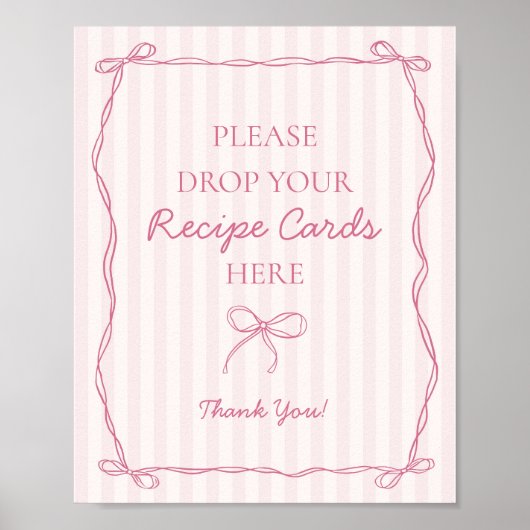 Poster Pink Coquette Bow Pastel Partager une recette Mari (Devant)