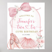 Poster Pink Coquette Two-tu Cute Ballerina Birthday (Devant)