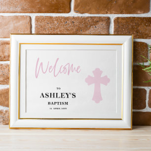 Poster Pink Cross Baptism Accueil horizontal