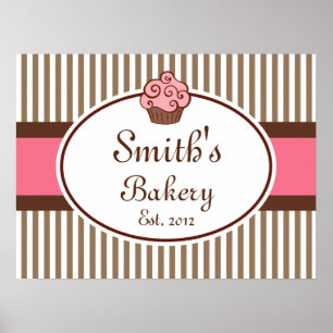 Poster Pink Cupcake Boulangerie Signe Art Imprimer