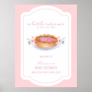 Poster Pink Cute à tarte florale Baby shower framboise Bi