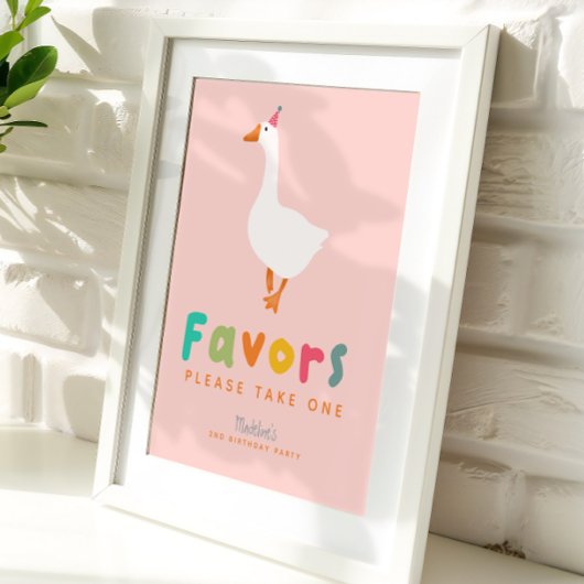 Poster Pink Cute Two Silly Goose 2nd Birthday Favors