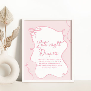 Poster Pink dainty bow ondulée main dessinée Ne pas dire 