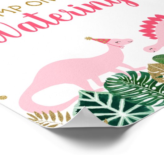 Poster Pink Dinosaur Waters Trou d'arrosage Panneau de la (Coin)