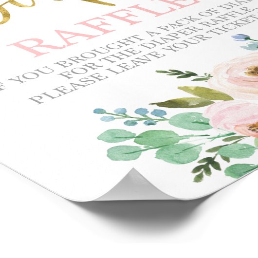 Poster Pink et verdure clair Diaper Raffle signe (Coin)