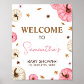 Poster Pink Fall Little Citrouille Baby shower Bienvenue (Devant)
