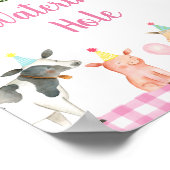 Poster Pink Farm Animal Waters Hole Signal d'anniversaire (Coin)