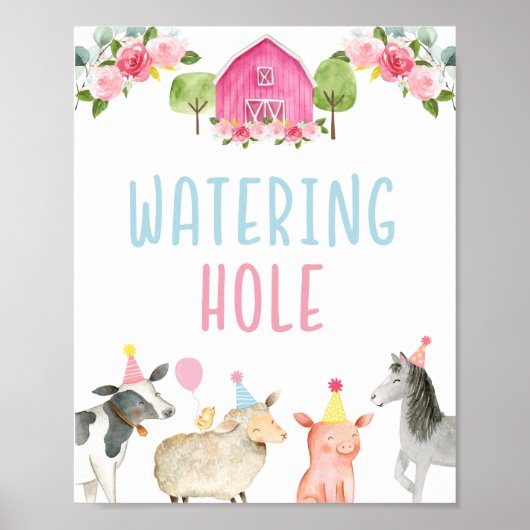 Poster Pink Farm Waters Hole Signal d'anniversaire (Devant)
