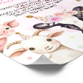 Poster Pink Farmyard Anniversaire Fête Heure Capsule Sign (Coin)