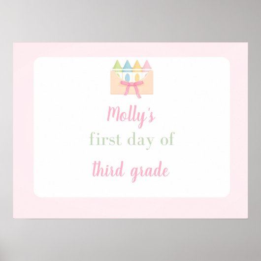 Poster pink first day of school sign (Devant)