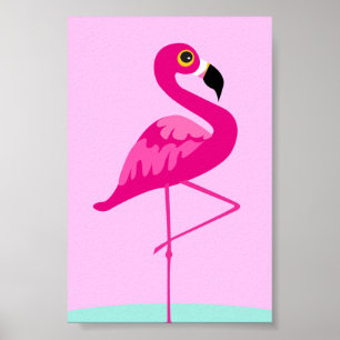 Poster Pink flamingo tropical