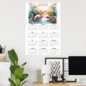 Poster Pink Flamingos in Paradise: 2026 Wall Calendar (Bureau à domicile)
