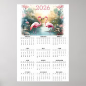 Poster Pink Flamingos in Paradise: 2026 Wall Calendar (Devant)