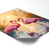 Poster Pink Flamingos Sunset Animal Painting (Coin)