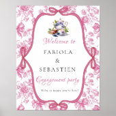 Poster Pink Fleur sauvage Tea Engagement Party Panneau de (Devant)