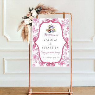 Poster Pink Fleur sauvage Tea Engagement Party Panneau de