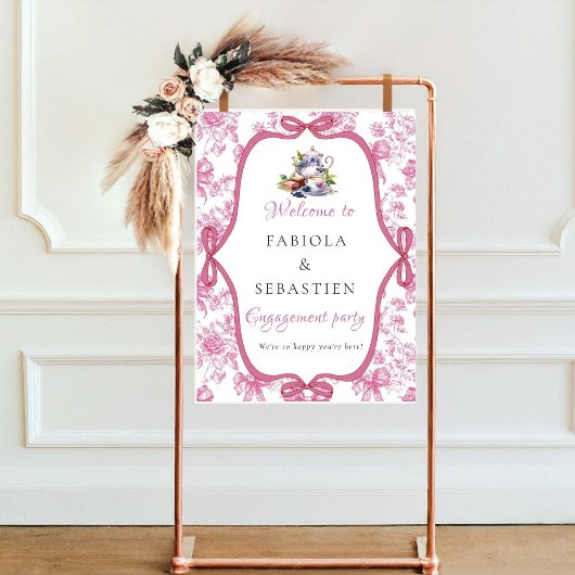 Poster Pink Fleur sauvage Tea Engagement Party Panneau de