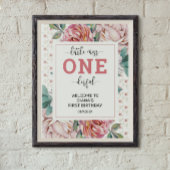 Poster Pink Floral 1er anniversaire Bienvenue