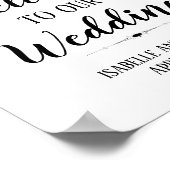 Poster Pink Floral Aquarelle Welcome Mariage Sign (Coin)