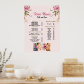 Poster Pink Floral Beauty Nail Salon Prix du menu (Cuisine)