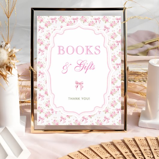 Poster Pink Floral Bow Low Shack Livres et Cadeaux