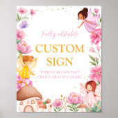 Poster Pink Floral Fairy Anniversaire Table de fête (Devant)