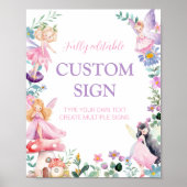 Poster Pink Floral Fairy Anniversaire Table de fête (Devant)