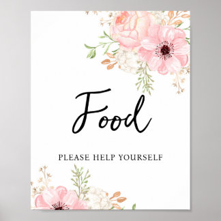 Poster Pink Floral Food Baby Shower