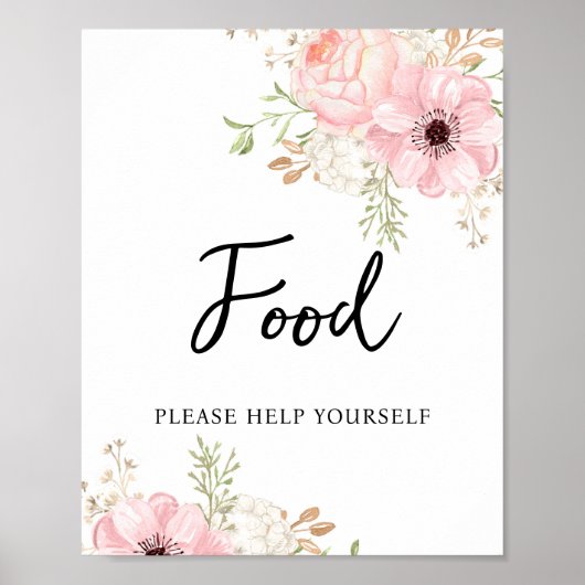 Poster Pink Floral Food Baby Shower (Devant)