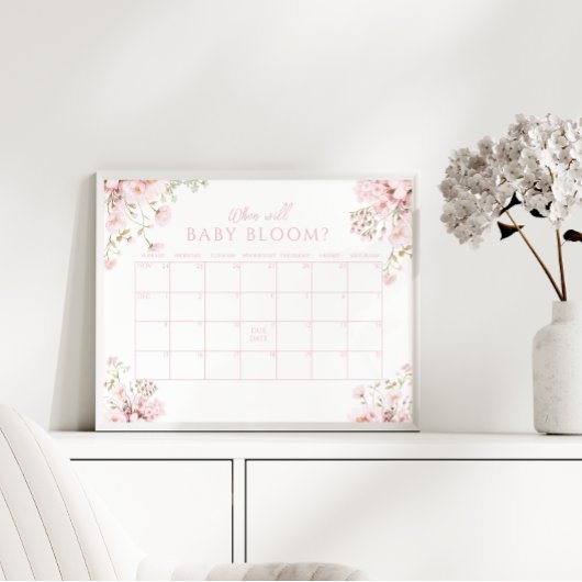 Poster Pink Floral quand la Baby Bloom Callendar