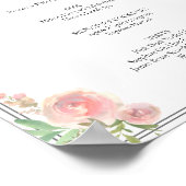 Poster Pink Floral Regency Fête des mariées Cocktail Menu (Coin)