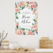 Poster Pink Floral signe d'accueil Mariage, Floral bienve (Cuisine)