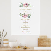 Poster Pink Floral Wreath In Loving Memory Wedding Table (Cuisine)