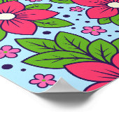 Poster Pink Florals with Bold Petals and Green Leaves (Coin)