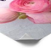 Poster Pink flowers on handmade paper (Coin)