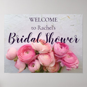Poster Pink flowers on handmade paper