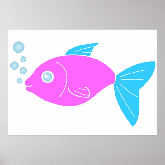 Poster Pink funny fish (Devant)