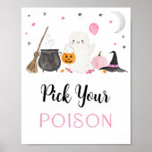 Poster Pink Ghost Halloween Choisissez votre poison Boiss (Devant)