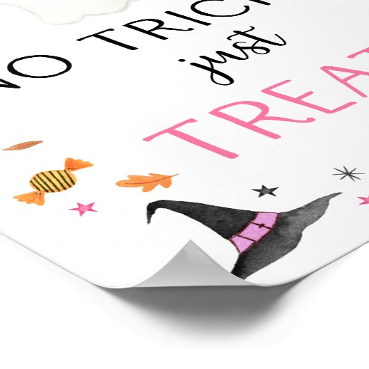 Poster Pink Ghost Halloween Pas de Trucs Juste Traite Sig (Coin)