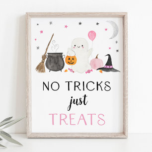 Poster Pink Ghost Halloween Pas de Trucs Juste Traite Sig