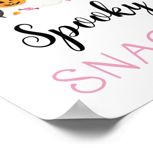 Poster Pink Ghost Halloween Snacks Éffrayants (Coin)