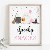 Poster Pink Ghost Halloween Snacks Éffrayants