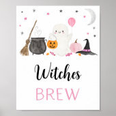 Poster Pink Ghost Halloween sorcières Brew Boissons Signa (Devant)