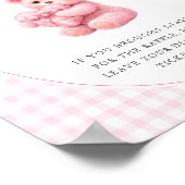 Poster Pink Gingham Teddy Bear Neutral Baby Shower (Coin)