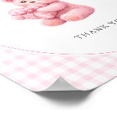Poster Pink Gingham Teddy Bear Neutral Baby Shower (Coin)