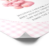 Poster Pink Gingham Teddy Bear Neutral Baby Shower (Coin)