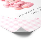 Poster Pink Gingham Teddy Bear Neutral Baby Shower (Coin)