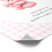 Poster Pink Gingham Teddy Bear Neutral Baby Shower (Coin)